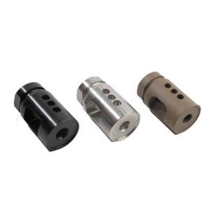 AR15 Mini Compensator Muzzle Brake Device in Steel in all three finishes