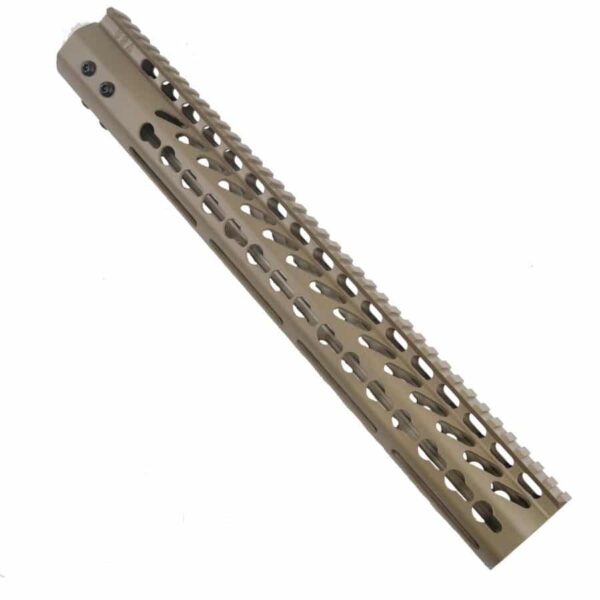 LR 308 15" Free Float Ultra Light Slim Profile KeyMod Handguard In FDE