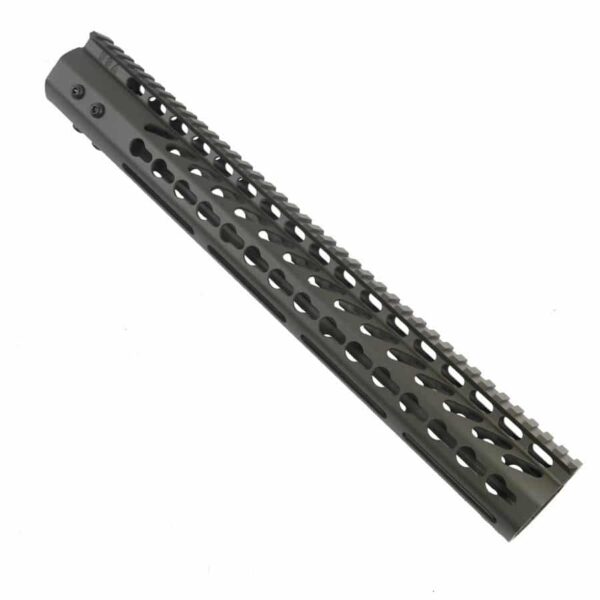 LR 308 15" Free Float Ultra Light Slim Profile KeyMod Handguard In OD Green