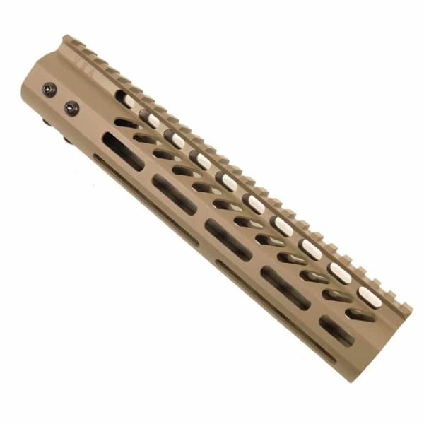 AR-15 M-Lok 10" Free Float Ultra Light Rail System In FDE