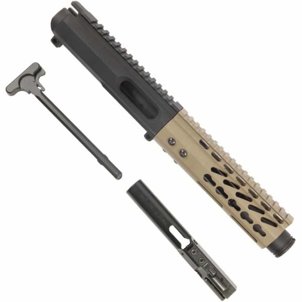 AR15 9MM Complete Upper Receiver With 7" Free Float Handguard And Flash Cone In FDE