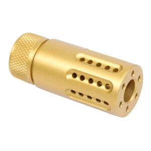 AR-15 Mini Slip Over Fake Suppressor with Ported Gatling Style Brake (Anodize Gold)