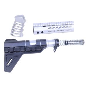 AR-15 Pistol Furniture Set with Micro Breach Pistol Brace in Anodized Clear Aluminum